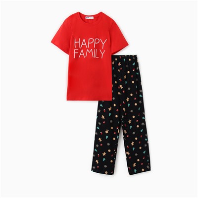 Пижама новогодняя женская (футболка, брюки) KAFTAN Happy family, размер 52-54