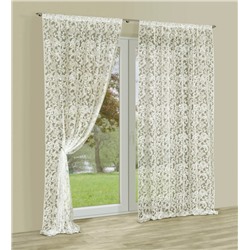 Готовые шторы арт.  23073/250, кружевной комплект, КРЕМОВЫЙ, размеры: (250 см высота х 145 см ширина) х 2 штуки. Пошиты на универсальной шторной ленте