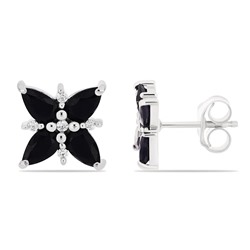 Серьги из серебра сапфир корунд, Гербера