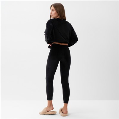 Костюм женский (свитшот, леггинсы) KAFTAN Plushy, размер 52-54, чёрный