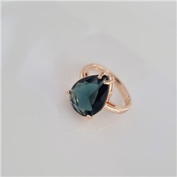 Кольцо 19 р бижутерия Дубайское золото: покрытие позолота, вставка: фианит, цвет: синий, арт.414.140-19