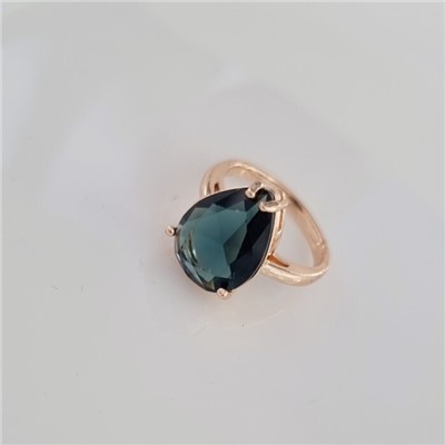 Кольцо 17 р бижутерия Дубайское золото: покрытие позолота, вставка: фианит, цвет: синий, арт.414.140-17