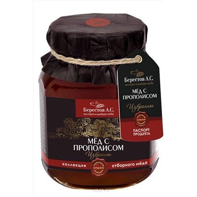 Мёд "Берестов А.С." Прополис ст.банка 500г ЭКОПРОДУКТЫ, 1187675