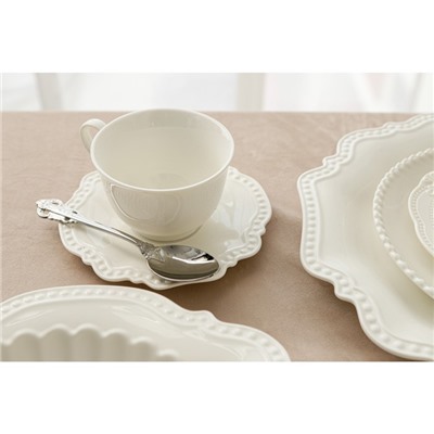 Чайная пара фарфоровая Magistro «Сюита», 2 предмета: кружка 250 мл, блюдце d=15.5 см, белая