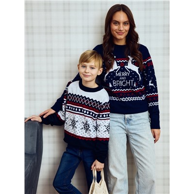 Свитер вязаный новогодний KAFTAN Family look, размер 44, синий