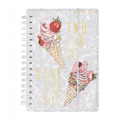 Блокнот на спирали А6+ 80л клетка на резинке пластик.обложка "CUTE JOURNAL. МОРОЖЕНОЕ" 3-575/06 Bruno Visconti