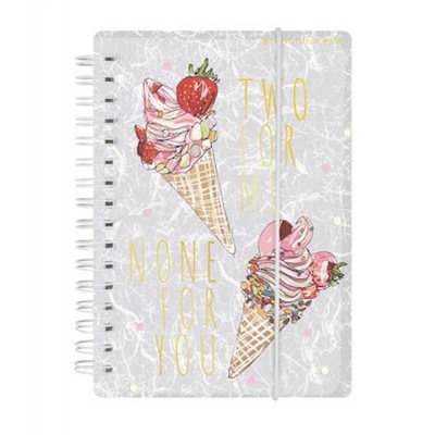 Блокнот на спирали А6+ 80л клетка на резинке пластик.обложка "CUTE JOURNAL. МОРОЖЕНОЕ" 3-575/06 Bruno Visconti