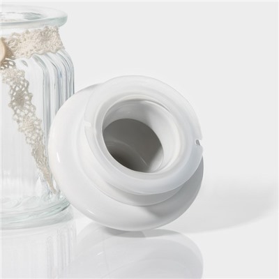 Банка стеклянная для хранения сыпучих продуктов Доляна «Варенье», 250 мл, 8×13 см, с керамической крышкой