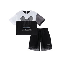 Комплект трикотажный для девочек: фуфайка (футболка), шорты