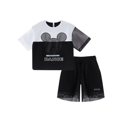 Комплект трикотажный для девочек: фуфайка (футболка), шорты