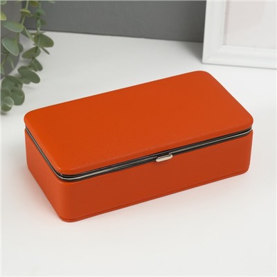 Шкатулка для украшений «Мелкая рябь», с зеркалом, искусственная кожа, оранжевая, 10×18×6 см