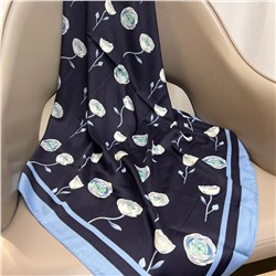 Платок шелковый на голову и шею весенний, мультицвет