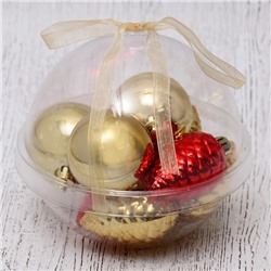 Ёлочные игрушки «Джоан», новогодние, набор 9 шт., красно-золотой