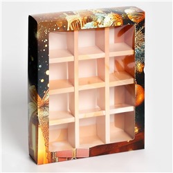 Коробка под 12 конфет новогодняя «Время чудес», 19×15×3.5 см