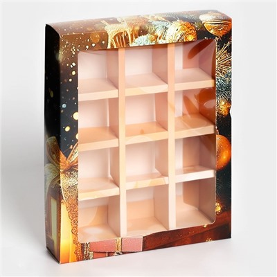 Коробка под 12 конфет новогодняя «Время чудес», 19×15×3.5 см