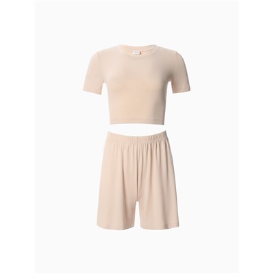 Пижама женская (футболка, шорты) MINAKU: Home collection, размер 44, бежевая