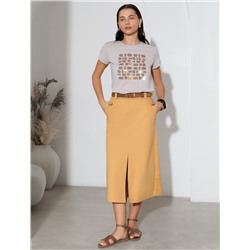 Юбка-миди из хлопка с разрезом