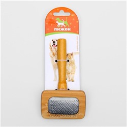 Пуходерка в деревянном корпусе, с каплями, 7.3×12.5 см