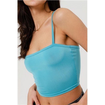 Кроп F-топ-3-в на бретелях спортивный эластичный y2k (Ярко-голубой)