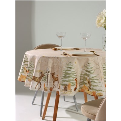 Скатерть новогодняя «Этель» Christmas forest, d=150 ± 3 см с ГМВО, 100% хлопок, саржа 190 г/м²