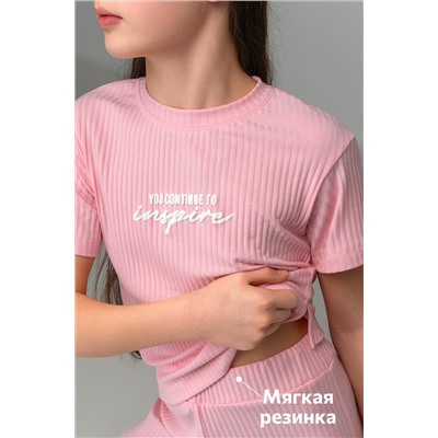 Летний костюм для девочки в рубчик-лапша Happyfox