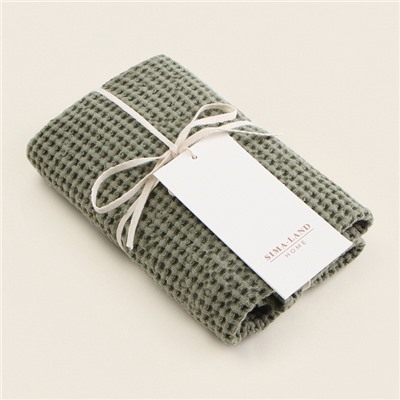 Полотенце вафельное SL HOME: Linen «Олива», 40×70 см, оливковое