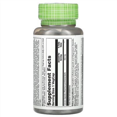 Solaray, Cascara Sagrada, 450 mg, 100 Vegetarian Capsules