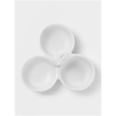 Менажница 3 ячейки Доляна «Зайка в золотом», 16.5×9 см, доломит, белая