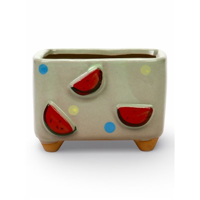 Декоративный горшок для цветов «Арбуз», 10.5×7.5×8 см, керамический, Greengo