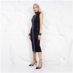 Платье-футляр с блестящим декором, Поцелуй удачи (blue, с манжетами)