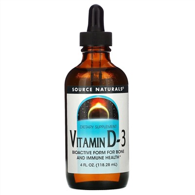 Source Naturals, Витамин D-3, 4 жидкие унции (118,28 мл)