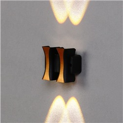 Светильник фасадный «Элегант», 4 Вт, 3000К, 2 луча, IP65, 220 В, пластиковый корпус, чёрный, свечение тёплое белое