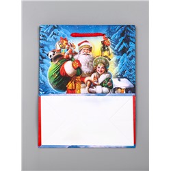 Пакет подарочный новогодний ламинированный, «Дед Мороз с подарками», 18×10×22.3 см
