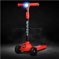 Самокат 3-х колесный ROCKET, красный