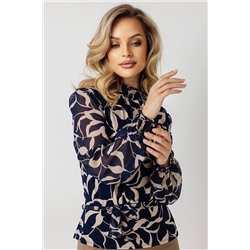 Блузка женская  3187/08/Синий, бежевый