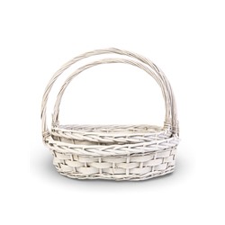 Корзина плетёная для хранения Alba, с ручкой, белая, набор 2 шт.