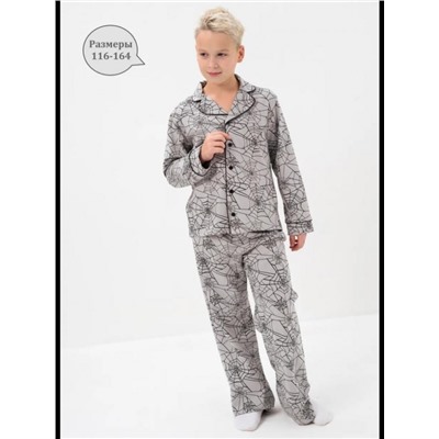 Пижама Потемки кант для мальчика подростка со штанами и рубашкой (Серый)