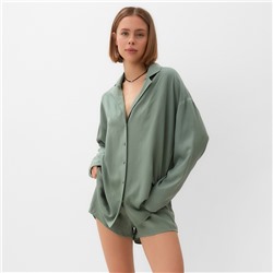 Костюм женский (рубашка, шорты) MINAKU: Casual Collection, оливковый, размер 40