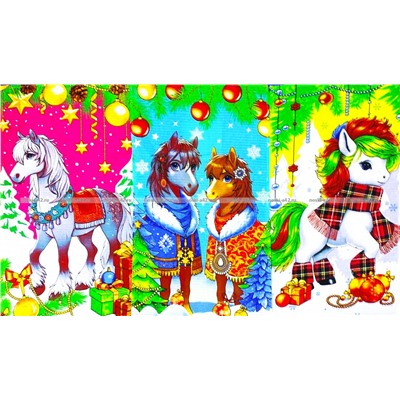 Полотенца вафельные Новогодние "Игривые Лошадки"