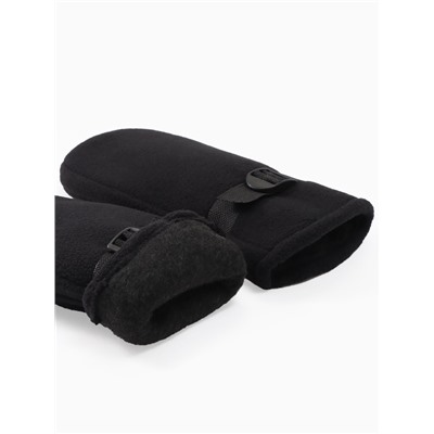 Варежки флисовые зимние мужские, размер 25 см, чёрные