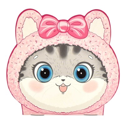 Блокнот фигурный 120х117 мм 30л без линовки "КОТЁНОК В ШАПКЕ" 67597 Феникс