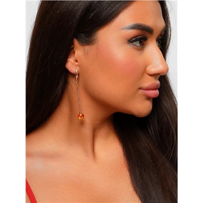 Серьги висячие, покрытие позолота, коллекция "Дубайское Золото", вставка: камень с вкраплением, цвет: желтый и оранжевый, арт.215.077