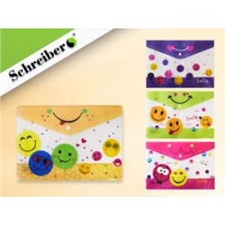 Папка с кнопкой А4 33*23 см S 1571 СМАЙЛЫ Schreiber {Китай}