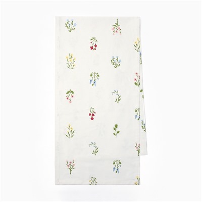 Дорожка на стол Этель «Цветочек» 40×146 см, саржа 190 г/м², 100% хлопок, белая