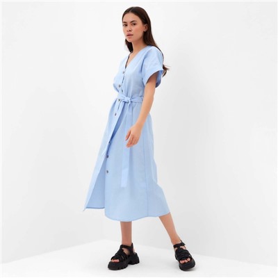 Платье на пуговицах миди женское MIST Summer time, голубое, размер 50