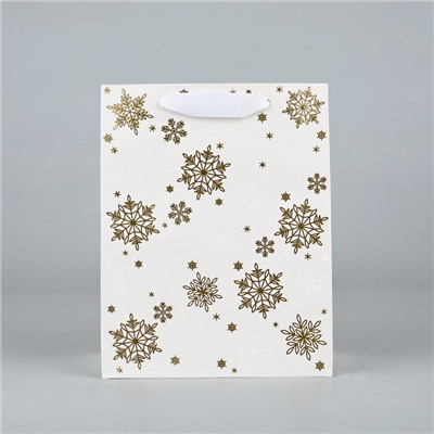 Пакет подарочный новогодний ламинированный «Снежинки», MS 18×23×10 см