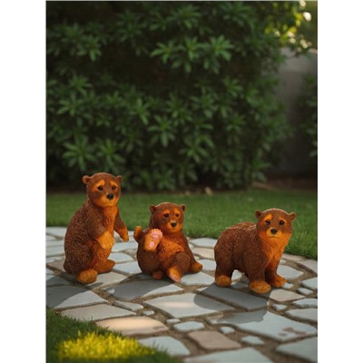 Садовая фигура из полистоуна «Мишки бурые», 42×18×24 см, набор 3 шт.