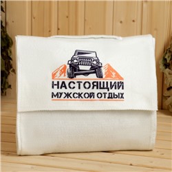 Набор для бани «Настоящий мужской отдых», 5 предметов: портфель, шапка, рукавица, мочалка, коврик