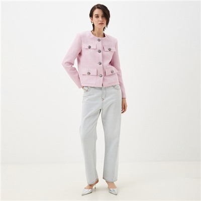 Жакет женский твидовый MIST, размер 48, розовый