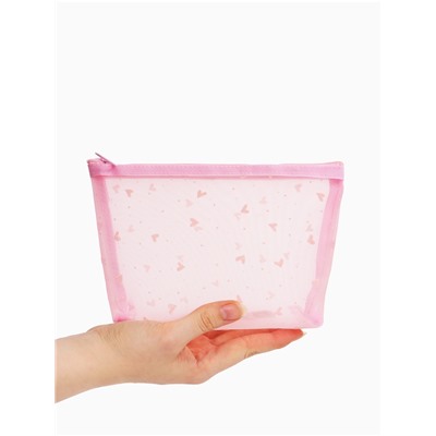 Косметичка женская Little love, с рисунком, на молнии, розовая